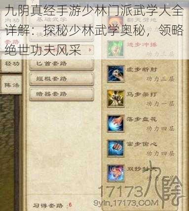 九阴真经手游少林门派武学大全详解:探秘少林武学奥秘,领略绝世功夫风采