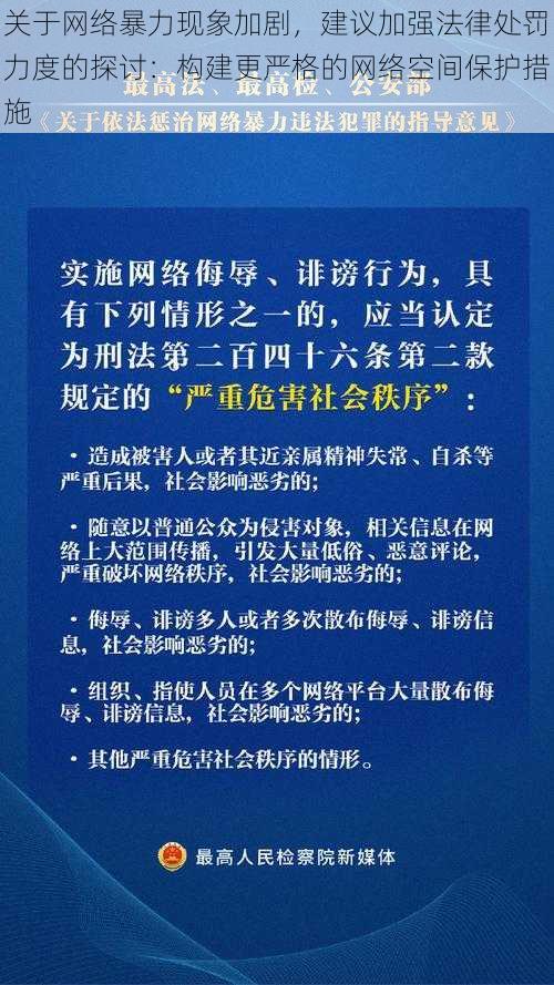 关于网络暴力现象加剧,建议加强法律处罚力度的探讨:构建更严格的网络空间保护措施
